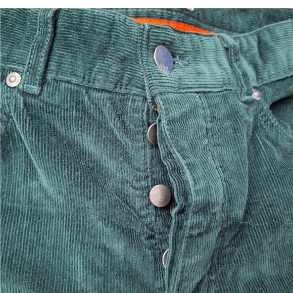 Spoke Mens Green Corduroy Fives Build Button Fly Pants 33X28 Slim Straight - Picture 3 of 5